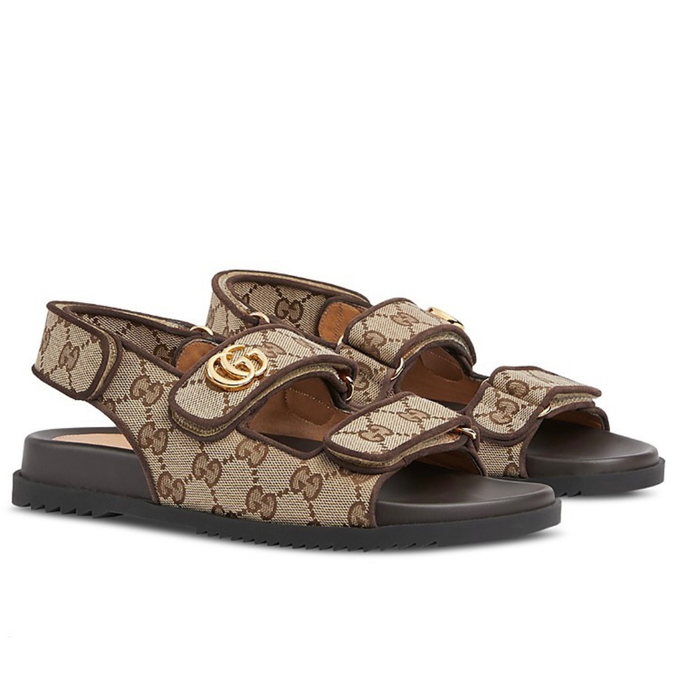 GUCCI GG logo supreme double strap sandals
